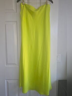 Neon Yellow Maxi Slip Skirt - Sleek Women's Floor-Length Skirt